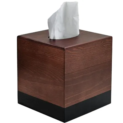 High Quality Wholesale Bathroom Kitchen Office Sliding Wooden Tissue Box square Wooden Tissue Box