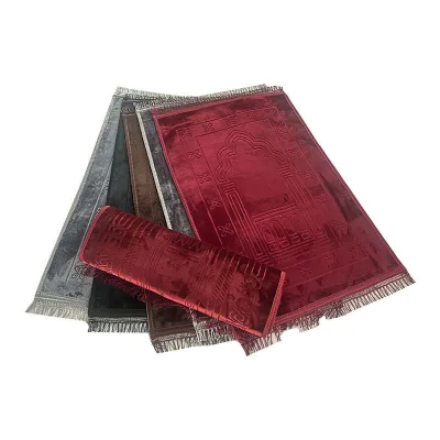 Factory Supply Embossed Velvet Foldable Multi Colors Muslim Travel Prayer Mat