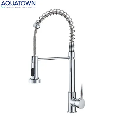 Cheap Way Single Handle Spring Pull Down Kitchen Sink Faucet Modern High Arc Mixer Gun Grey Deck Mounted 360 Degree Swivel