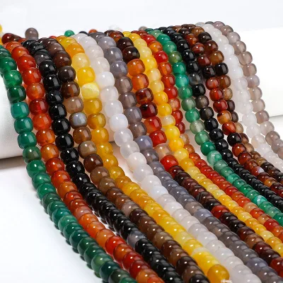 Natural New Drum Dyed Agate Onyx Carnelian Tube Beads, Barrel Drum Shaped Colorful Gemstone Bead for Jewelry Making 7x8mm 9x10mm