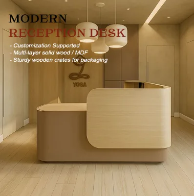 Modern Luxury Eco-friendly Culture Wooden Reception Desk for Hotel Office Hospital Supermarket Use Commercial Use