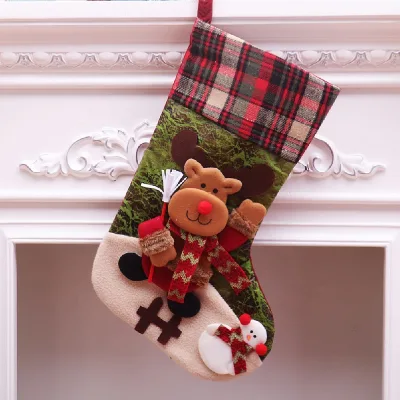 Santa Claus  Christmas Stockings Candy Gift Bag Decorations Happy New Year Christmas Socks for Home