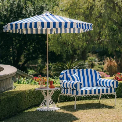 Striped Outdoor Garden Sofa Set Patio Furniture Umbrellas with logo Throw Pillows Backyard Villa Terrace Leisure Conversation