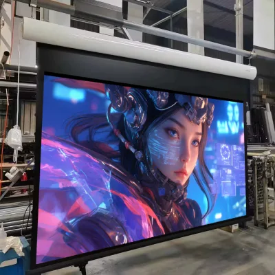 UST Professional Electric In-Ceiling Projector Screen 16:9 High Definition Format Voice Control & Wake Features