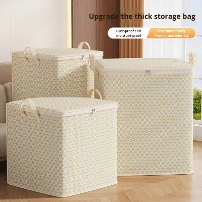 Non-woven Fabric Gray Corrugated Cube Geometry Pattern Modern Design Clothes Storage Moving Bag Household Bedroom Organizer