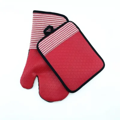 Home Textile Kitchen Oven Glove Silicone Extra Long Microwave Baking Silicone Oven Mitts and Pot Holders Set Kitchen Set