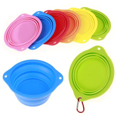 Custom Advertising Gifts Outdoor Foldable Silicone Pet Mat Bowl Dog Bowls Round