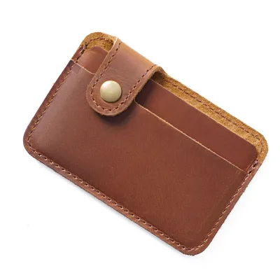 Custom Handcrafted Cowhide Business Card Case Retro Mini Credit Card Holder Multi-slot Card Holder Wallet