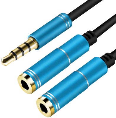 OEM Custom 3.5mm Stereo Audio Splitter Cable 1 Male 2 Female Y-Adapter for Microphone Use Gold Plated Conductors Combination