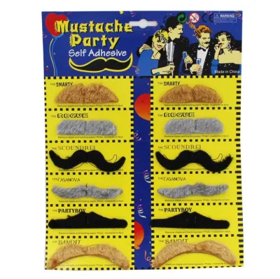 Self Adhesive Mustaches Hairy Beard Facial Hair False Mustache for Halloween Party Supplies Masquerade Photography Props