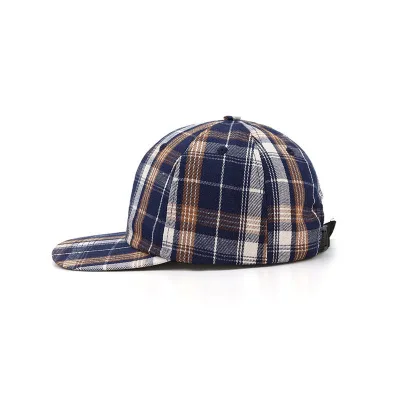 New Fashion Flat Brims 6 Panel Cotton Plaid Hats High Quality Checked Retro Classic Gentleman Britain Style Baseball Cap