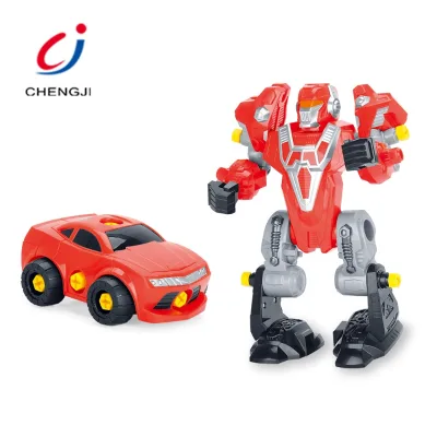 Plastic Building Block Diy Car 3 in 1 Create Play Combined Deformation Robot with Electric Tool Drill