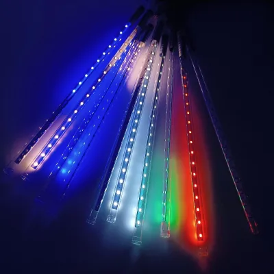 Outdoor Solar 3D Effect 360 Degree 35cm IP65 2000mAh LED Shopping Mall Decoration Solar Plug-in LED Rgb Meteor Shower Lights