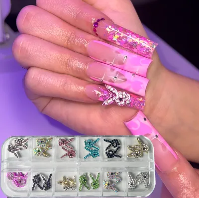 3D Kawaii Rabbit Nail Art Charms Crystal Playboys Bunny Rhinestones Manicure DIY Alloy Metal Nail Decorations