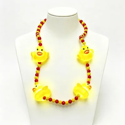 LED Light up Duck Beaded Necklace Cartoon Yellow Duck Flashing Bead Necklace for Party Event Favor Supplies