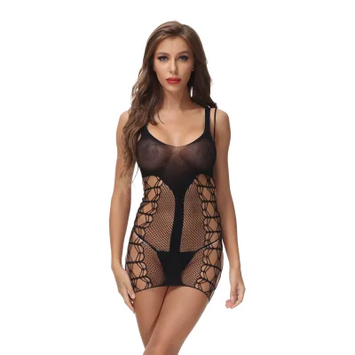 Black Fishnet Sexy Short Mini Dress