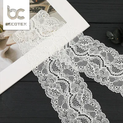 Soft White Stretch Mesh Lace Trim Floral Pattern Thin Design Lingerie Hemline Lace Diy Accessories for Shoes Small Edge