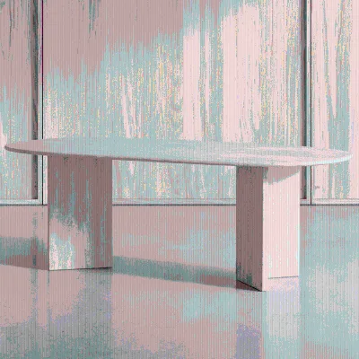 High-end Modern Minimalist Beige Oval Natural Travertine Dining Table for Contemporary Most Home Spaces Dining Room Furniture