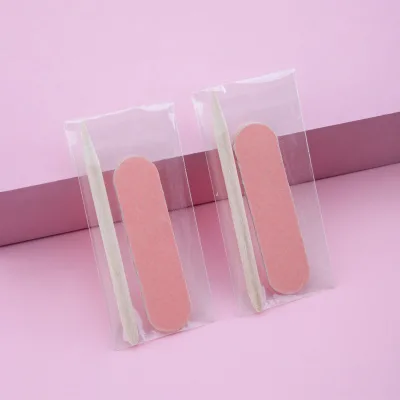 Disposable Nail Care Kit 2-Piece Containing a Wooden Stick and a Wooden Nail File