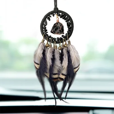 Wholesale Crystal Stone Car Pendants Rearview Mirror Car Accessories High Quality Feather Car Pendant