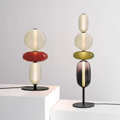 Contemporary Candy Floor Lamp - Lollipop Minimalist Glass Ellipse Shades Artistic Lighting System for Gallery Spaces