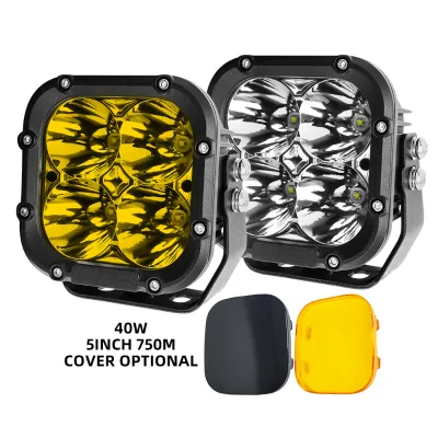 Shockproof 5Inch Offroad LED Driving Light Spot 12v 24v clear Yellow Lens Spotlight 4x4 with Covers for JK JL Raptor Cruiser 250