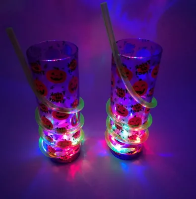 12oz Twist&twirl Tumbler LED Flashing Plastic Halloween Straw Cup