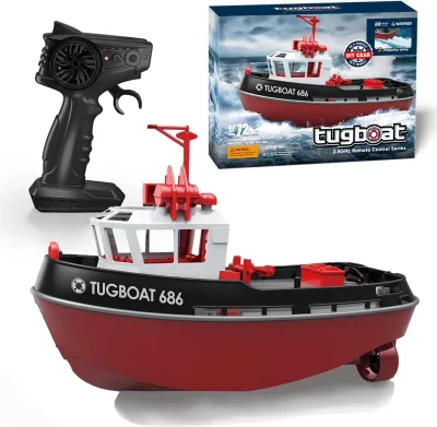 KK NEW Mini Tugboat 2.4g 1/72 Scale Anti-Collision Fuselage 8km/h Speed 15min Duration RC Boat Kid's Simulation Waterproof Light