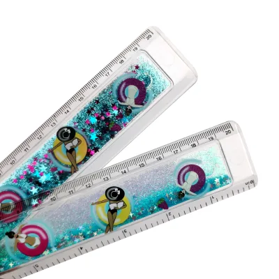 20cm 8 Inch Custom logo Liquid Filled Ruler With Glitter Sequin Inside