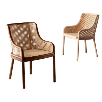 Vintage High Back Recliner Living Room Chair Rattan Italian Minimalist Mid-century Wabi-sabi Style Soft Cushion Home Furniture