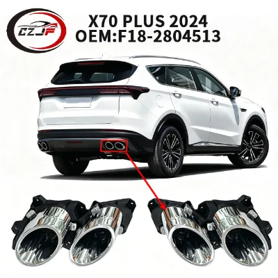 CZJF Exhaust Pipe Cover for Jetour X70 PLUS 2021-2023 F18-2804513 F18-2804514 Rear Bumper Exhaust Trim Shield Direct Replacement