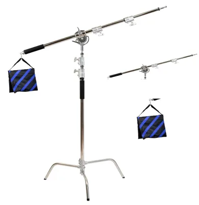 3.2m Tripod Adjustable Stand Photography Stainless Steel C Type Boom Arm Folding Light Support C Stand Tripod for Outdoor