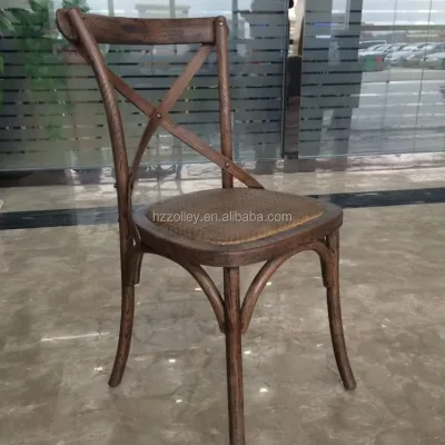 Vintage Industrial Oak Wood Chair Stackable X Back Chair Cross Back Dining Chair