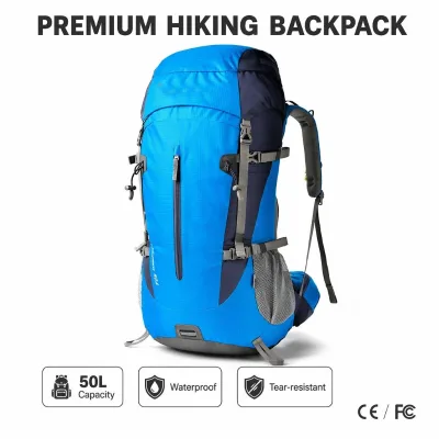 Factory Custom 50L Waterproof Wear Resistant Nylon Outdoor Sports Daypack with Ergonomic Arcuate Shoulder Strap Design