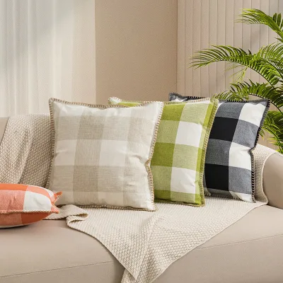 Natural Cotton Linen Blend Pillow Breathable Wear Resistant Lumbar Support Cushion