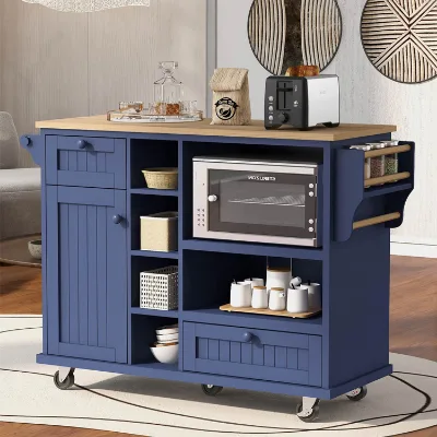 Modern Classic Rubber Wood Kitchen Island Cart With a Wooden Top Designs Modular Island Kitchen Cabinet