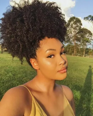 Human Afro Puff Curly Hair Drawstring Ponytail Ponytail Afro Hair Ponytail Hair Afro Bun