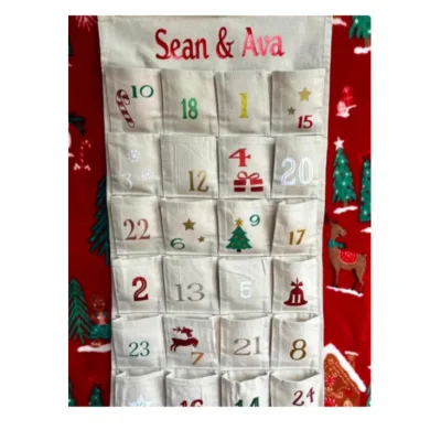 Personalised Xmas Christmas Decorations Reusable Fabric Christmas Advent Calendar