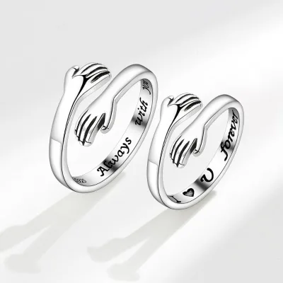 2025 Hug Ring Letter Adjustable Winding Retro Ring Couple Ring Wholesale
