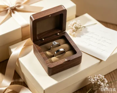 Wooden Jewelry Box Small Wood Ring Storage Box With Soft Lining for Rings Earrings Necklaces and Gift Packaging