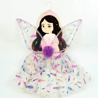 Factory Customized 3PCs Easter Day Bunny Sequins Masque Colorful Glitters Easter Egg Wings with Pink Tutu Skirt Set for Kids
