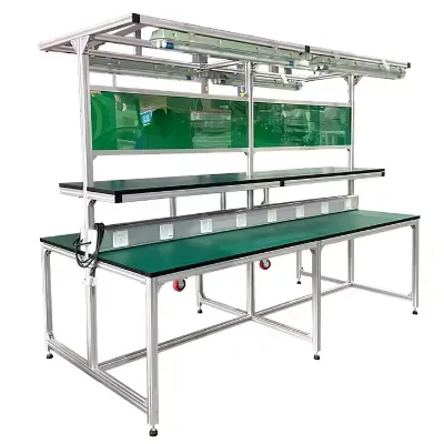 New Workshop Anti-static Workbench with Light Operation Table Aluminum Assembly Line Inspection Packaging Maintenance Work Table