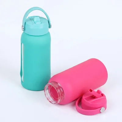 Custom Brand Red Green Blue Yellow Borosilicate Glass Matcha Shaker Bottle Protective Silicone Cover