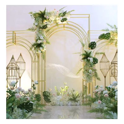 Iron Pendant Shopping Mall Air Window Large Backdrop Metal Arch Wedding Stage Decoration Set Props