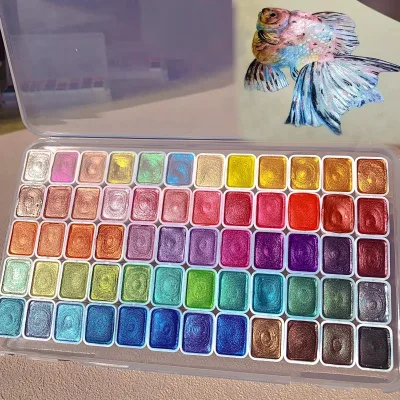 Shifting Watercolor Painting Set,60 Colors Watercolor Painting Set,Metallic Watercolors,Glitter Watercolor Paint