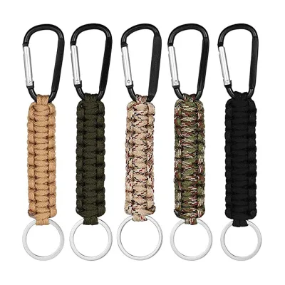 Wholesale Hand-woven Survival Paracord Carabiner Keychain Promotional Paracord Keychain With Carabiner