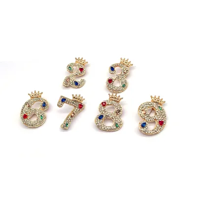 Crystal Rhinestone Number Brooch With Diamond Pins Pattern for Women's Coat Children's Clothing Wedding Gift Accessory