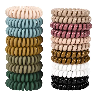 Custom Colorful Neutral Fashion Elastic Recycled TPU Spiral Hair Ties Custom Logo-Women's Ponytail Holder Made Ribbon Material