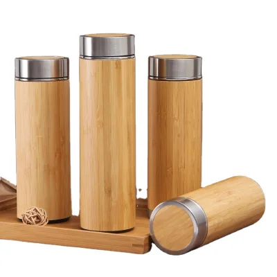 Bpa Free Double Wall Bamboo Coffee Thermos Bamboo Wood Water Bottle Bamboo Thermos Bottle