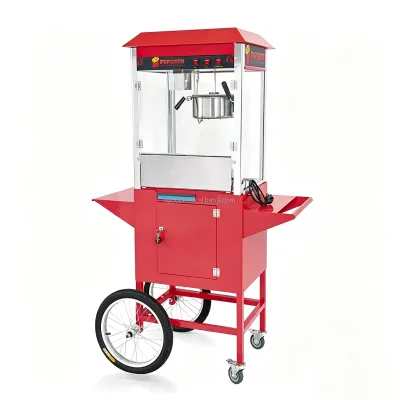 Commercial Cart-Type Electric Popcorn Machine with Automatic Stirring LED Display Butterfly Shape 1300W for Bakery Use